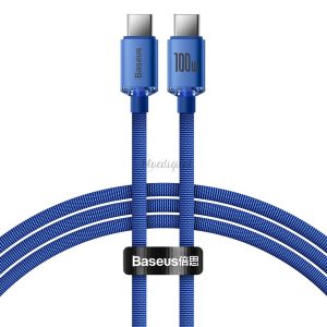 Baseus Crystal Shine sorozat USB kábel a gyors töltéshez és adatátvitelhez Type-c USB - USB Type C 100W 1,2m kék (CAJY000603)