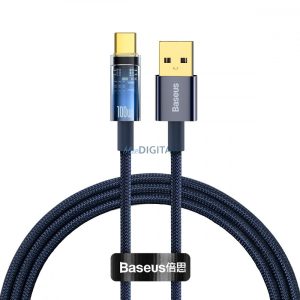 Baseus Explorer sorozat Auto Power-Off gyors töltő adatkábel USB-Type-C 100W 1m kék