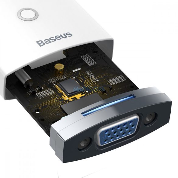 Baseus Lite Series dugaszoló adapter HDMI VGA + mini jack 3,5 mm / micro USB tápegység fehér (WKQX01010102)