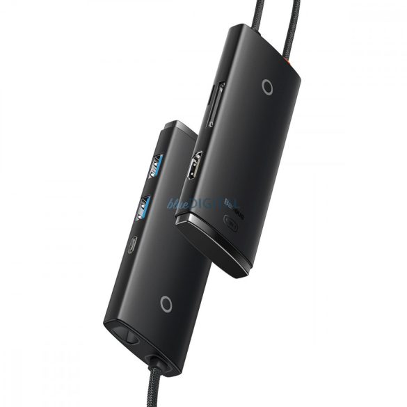 Baseus Lite sorozat multifunkciós HUB USB Type-C - 2 x USB 3.0 / USB Type-C / HDMI 1,4 / SD / TF fekete (WKQX050001)