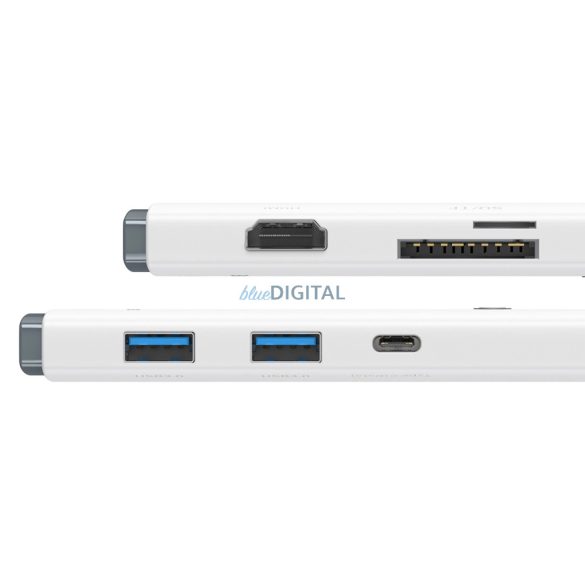 Baseus Lite Series multifunctional dokkoló Type C - 2 x USB 3.0 / USB Type C PD / HDMI 1.4 / SD / TF - fehér