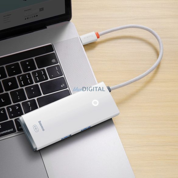 Baseus Lite Series multifunctional dokkoló Type C - 2 x USB 3.0 / USB Type C PD / HDMI 1.4 / SD / TF - fehér