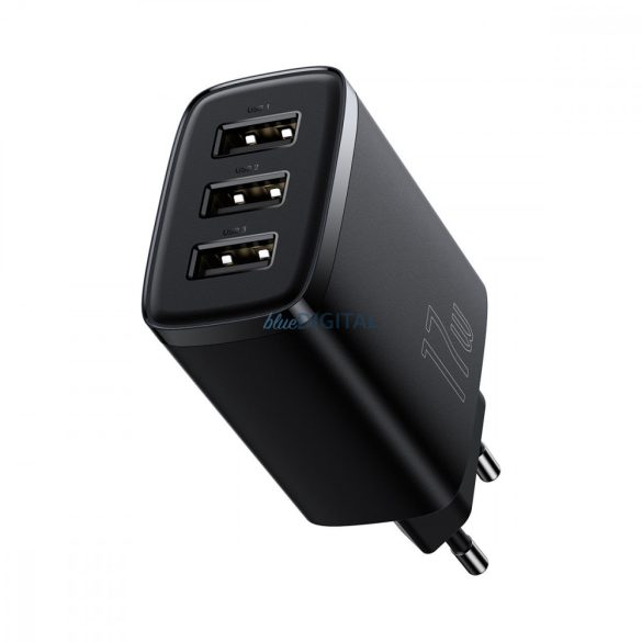 Baseus kompakt töltő 3x USB 17W fekete (CCXJ020101)