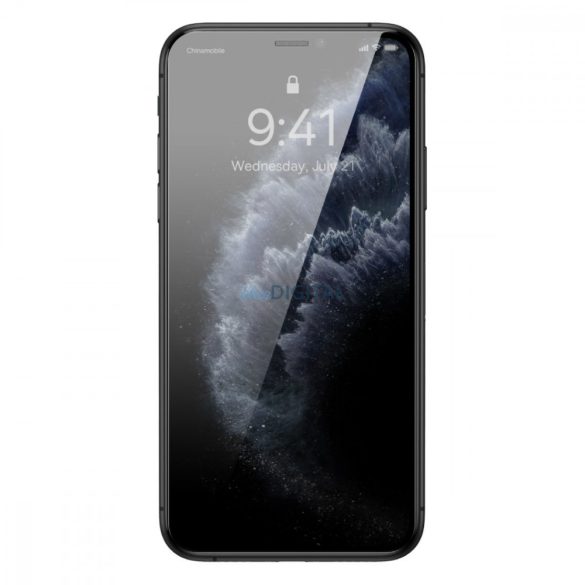 Baseus edzett üvegfólia iPhone 11 Pro Max / iPhone XS Max Privacy Anti Spy  hangszórótelefontok + pozicionálóval (SGBL061702) (tokbarát)