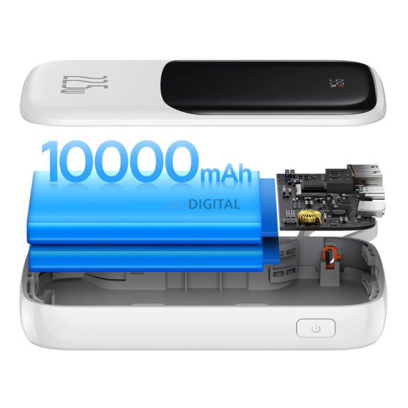 Baseus PPQD020102 Qpow powerbank 10000mAh 22.5W QC beépített Type-C kábellel - fehér