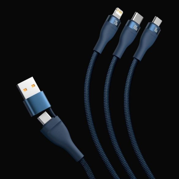 Baseus Flash Series II USB Type C / USB Type A cable - USB Type C / Lightning / micro USB 100 W 1.2 m blue (CASS030103)