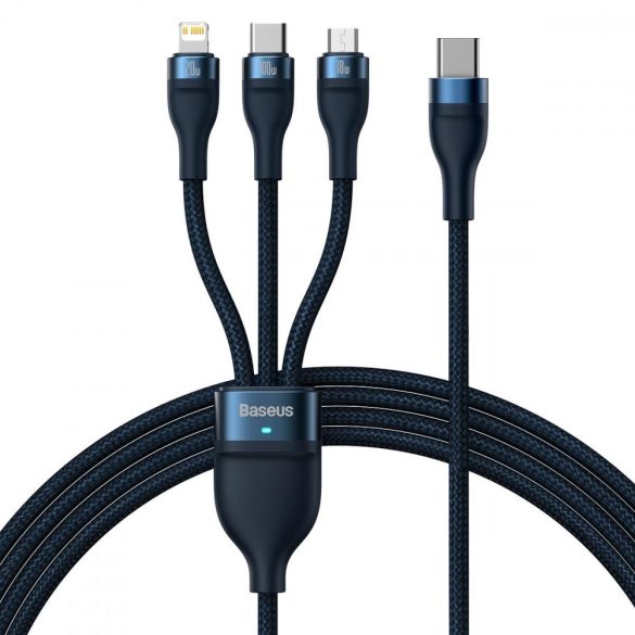 Baseus Flash sorozat II USB type-c / USB A tok kábel - USB type-c / Lightning / MICRO USB 100 W 1,5 m kék (CASS030203)