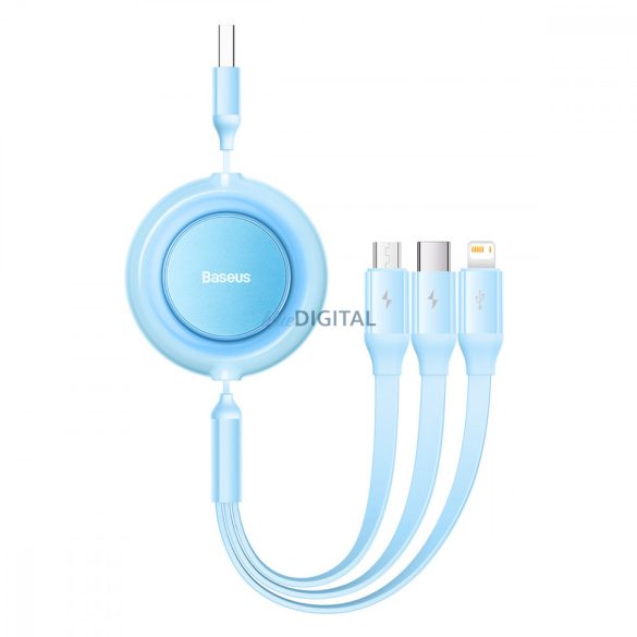 Baseus Bright Mirror 2 3in1 USB Type A kábel - micro USB + Lightning + USB Type-C 3.5A 1.1m kék (CAMJ010017)