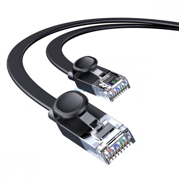 Baseus nagy sebességű Hatféle RJ45 Gigabit hálózati kábel (lapos kábel) 10m Fekete