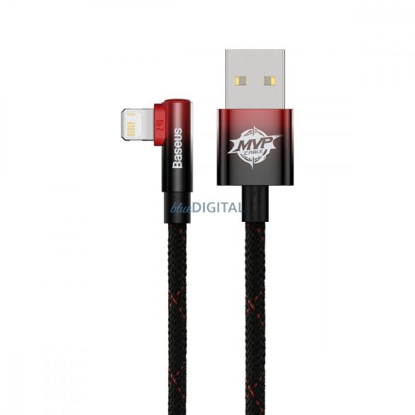 Baseus MVP 2 hajlított gyors töltő adatkábel USB és iP 2.4A 1m fekete+piros