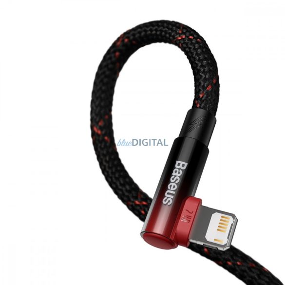 Baseus MVP 2 hajlított gyors töltő adatkábel USB és iP 2.4A 1m fekete+piros