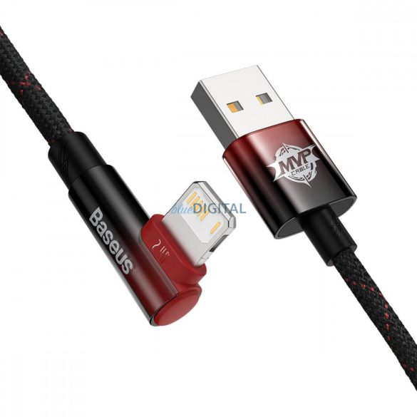 Baseus MVP 2 hajlított gyors töltő adatkábel USB és iP 2.4A 1m fekete+piros