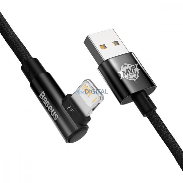 Baseus MVP 2 hajlított gyors töltő adatkábel USB és iP 2.4A 2m fekete