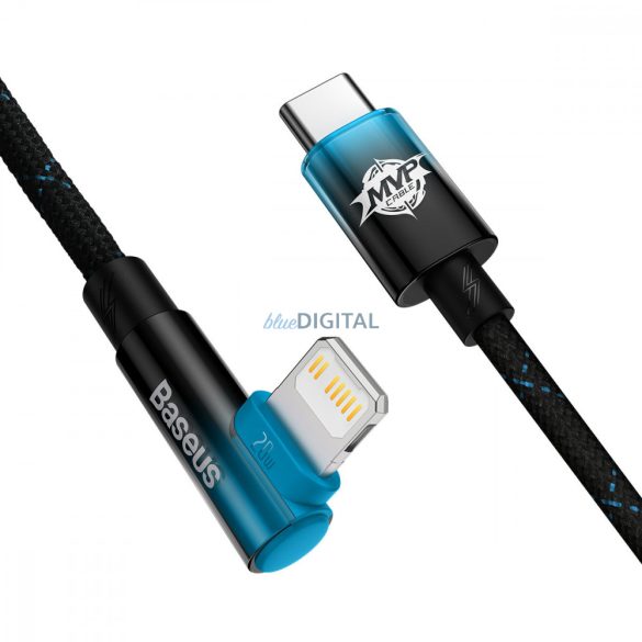 Baseus MVP 2 hajlított kábel Power Delivery kábel oldalsó USB C / Lightning csatlakozóval 1m 20W kék (CAVP000221)