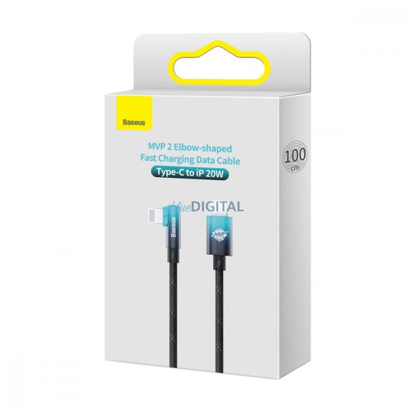 Baseus MVP 2 hajlított kábel Power Delivery kábel oldalsó USB C / Lightning csatlakozóval 1m 20W kék (CAVP000221)