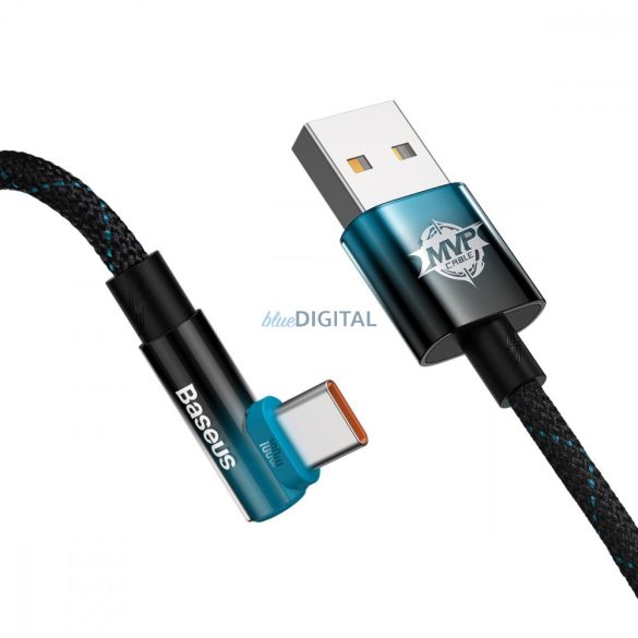 Baseus MVP 2 hajlított gyors töltő adatkábel USB-C típusú 100W 1m Fekete+Kék