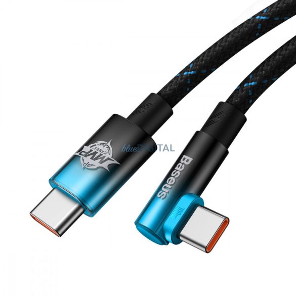 Baseus MVP könyökszögű kábel Power Delivery kábel oldalsó csatlakozóval USB Type-C / USB Type-C 1 m 100W 5A kék (CAVP000621)