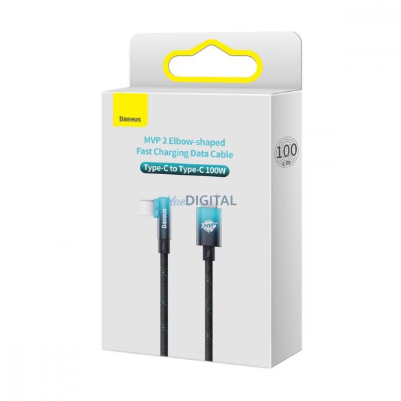 Baseus MVP könyökszögű kábel Power Delivery kábel oldalsó csatlakozóval USB Type-C / USB Type-C 1 m 100W 5A kék (CAVP000621)