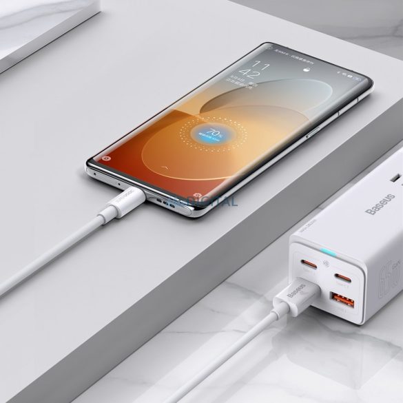 Baseus Superior Series SUPERVOOC USB-A USB-C 65W 1m kábel fehér