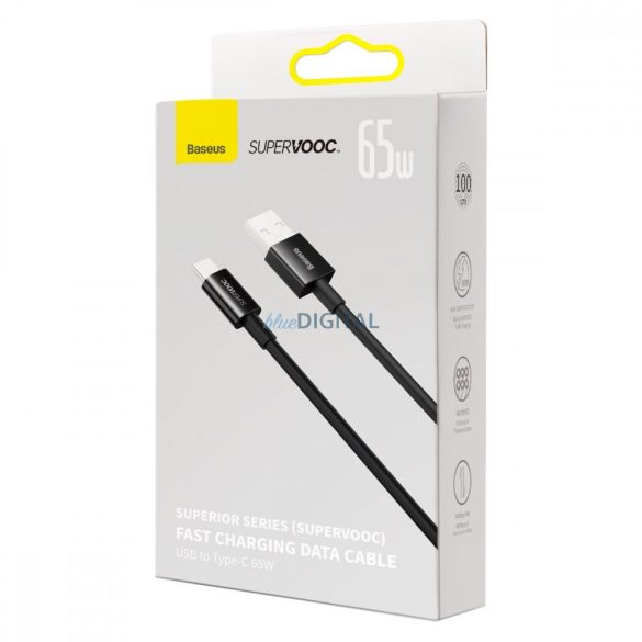 Baseus Superior sorozat SUPERVOOC USB-A USB-C kábel 65W 1m fekete