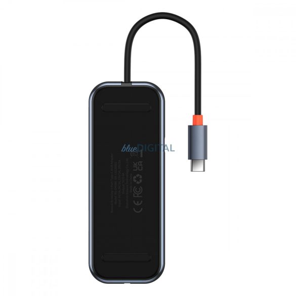 Baseus AcmeJoy 6 portos HUB dokkolóállomás (USB-C-ről USB-C PD & adat / 2xUSB3.0 / USB2.0 / HDMI / RJ45) sötétszürke (WKJZ010013)