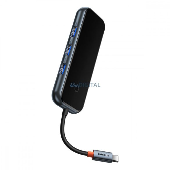 Baseus AcmeJoy USB hub 4 portos (USB-C - 1x USB-C PD&Data/3x USB3.0) - sötétszürke