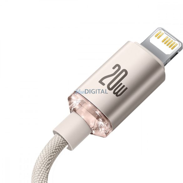 Baseus Crystal Shine sorozatú USB C típusú kábel - Lightning gyors töltés Power Delivery 20W 2m rózsaszín (CAJY001404)