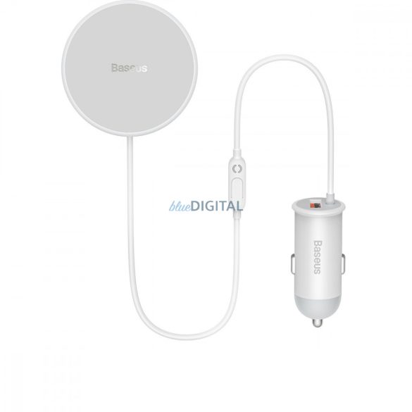 Baseus vezeték nélküli autós töltő MagSafe 15W tartóval szellőzőnyílás + USB-A 25W fehér (CW01)
