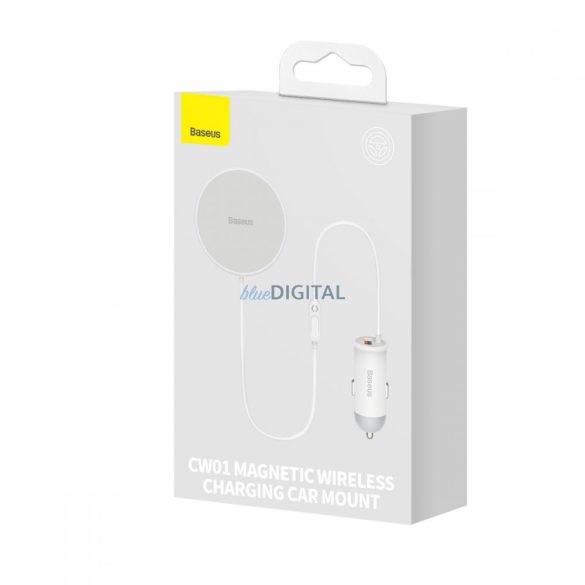 Baseus vezeték nélküli autós töltő MagSafe 15W tartóval szellőzőnyílás + USB-A 25W fehér (CW01)
