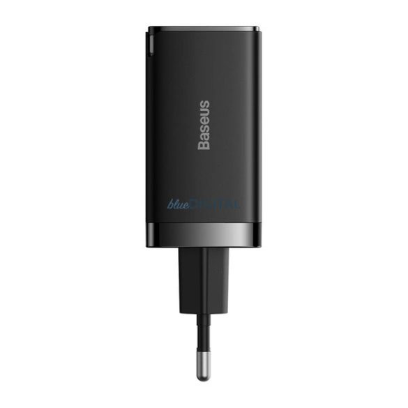 Baseus CCGP120201 hálózati töltő 1xUSB-A és 2xUSB-C csatlakozással és Type-C - Type-C 1m kábellel GaN 65W - fekete