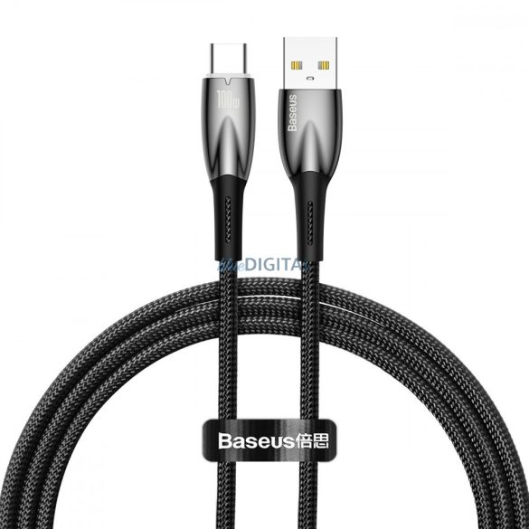 Baseus Glimmer Series gyors töltőkábel USB-A - USB-C 100W 480Mbps 1m fekete