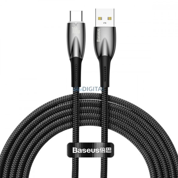 Baseus Glimmer Series gyorstöltő kábel USB-A - USB-C 100W 480Mbps 2m fekete