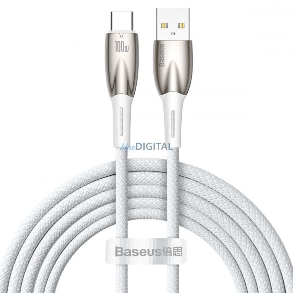 Baseus Glimmer Series USB-A - USB-C 100W 480Mbps gyors töltőkábel 2m fehér