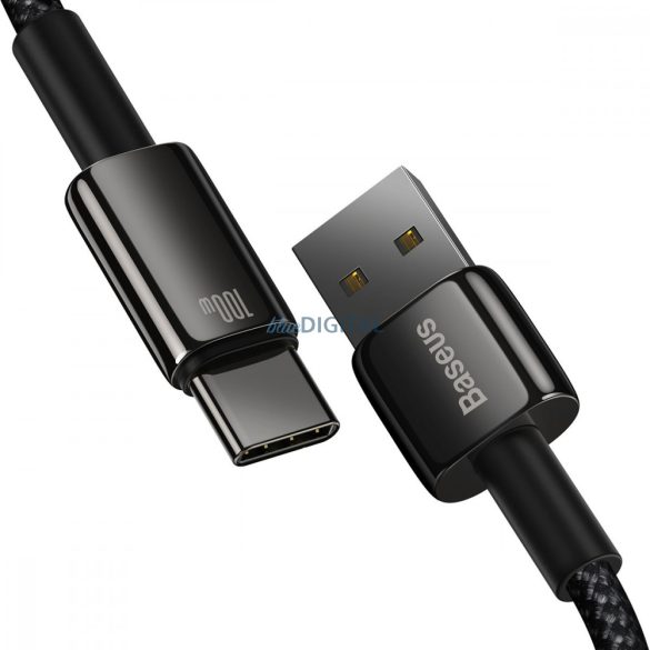 Baseus Tungsten Gold kábel USB-A - USB-C 480Mb/s 100W 1m fekete (CAWJ000001)