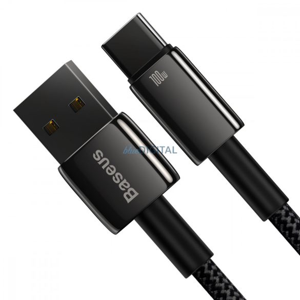 Baseus Tungsten Gold kábel USB-A - USB-C 480Mb/s 100W 1m fekete (CAWJ000001)