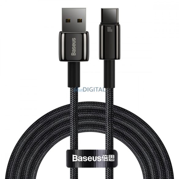 Baseus Tungsten Gold kábel USB-A - USB-C 480Mb/s 100W 2m fekete (CAWJ000101)