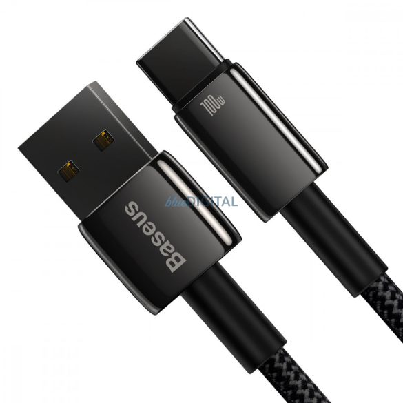 Baseus Tungsten Gold kábel USB-A - USB-C 480Mb/s 100W 2m fekete (CAWJ000101)