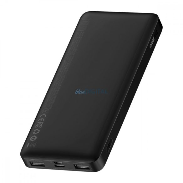 Baseus Bipow powerbank kijelzővel 10000mAh 15W fekete (tengerentúli kiadás) + USB-A - Micro USB 0.25m kábel fekete (PPBD050001)