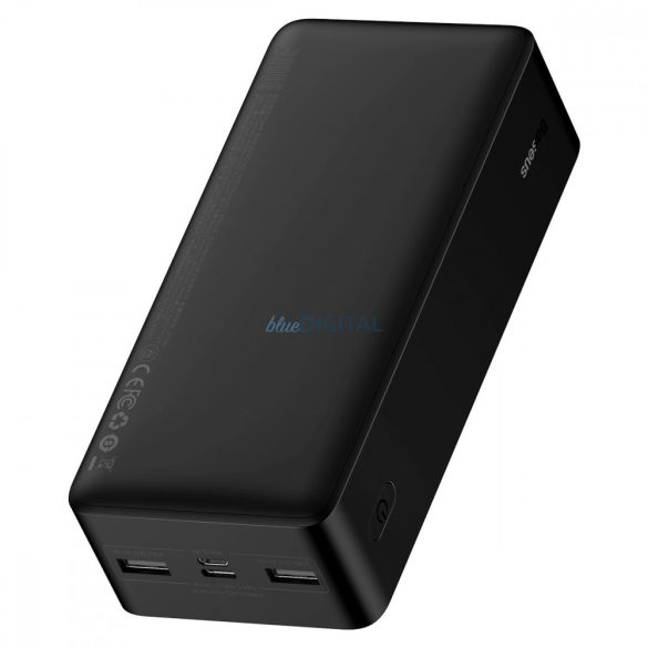 Baseus Bipow powerbank kijelző 30000mAh 15W fekete (tengerentúli kiadás) + kábel USB-A - Micro USB 0.25m fekete (PPBD050201)