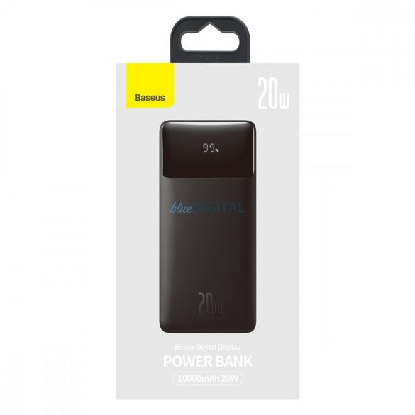 Baseus Bipow gyors töltő Power Bank 10000mAh 20W fekete (tengerentúli kiadás) + USB-A - Micro USB 0.25m fekete kábel (PPBD050301)
