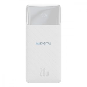Baseus Bipow gyors töltő Power Bank 20000mAh 20W fehér (tengerentúli kiadás) + USB-A - Micro USB 0.25m kábel fehér (PPBD050302)