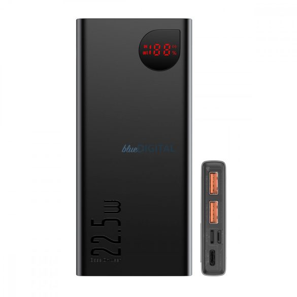 Baseus Adaman Metal power bank gyors töltés 10000mAh 22.5W (tengerentúli kiadás 2021) fekete + USB-A - USB-C 3A kábel 0.3m fekete