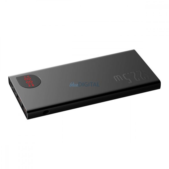 Baseus Adaman Metal power bank gyors töltés 10000mAh 22.5W (tengerentúli kiadás 2021) fekete + USB-A - USB-C 3A kábel 0.3m fekete