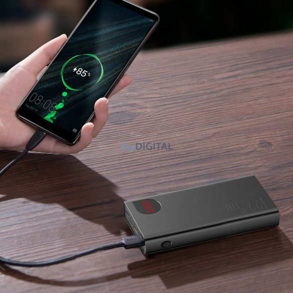 Baseus Adaman powerbank gyors töltéssel 20000mAh 22.5W + USB C 3A kábel 0.3m fekete