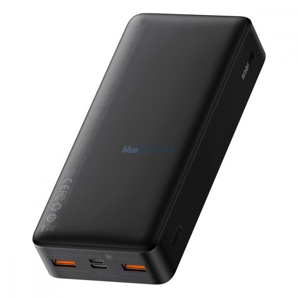 Baseus Bipow gyors töltő Power Bank 20000mAh 20W fekete (tengerentúli kiadás) + USB-A - Micro USB 0.25m fekete kábel (PPBD050501)