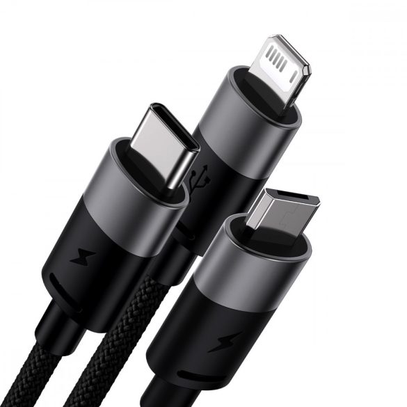 3in1 USB - micro USB / Lightning / USB C 3.5A 1.2m kábel Baseus StarSpeed - fekete