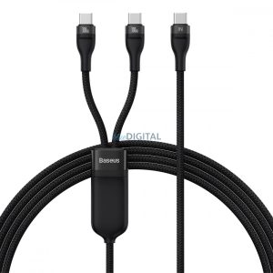 Baseus Flash Series II Gyorstöltő kábel 2 az 1-ben USB-C - 2xUSB-C 100 W 1,5 m fekete