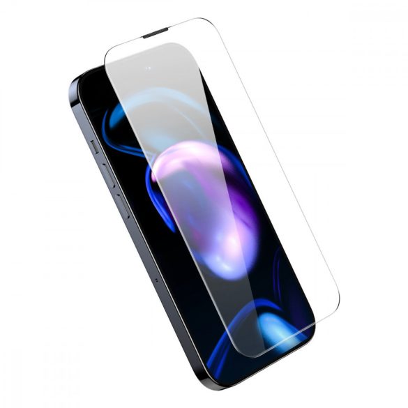 Baseus 2x edzett üvegből álló készlet iPhone 14 Pro teljes képernyős hangszóró védelemmel 0,3 mm + rögzítőkeret fólia