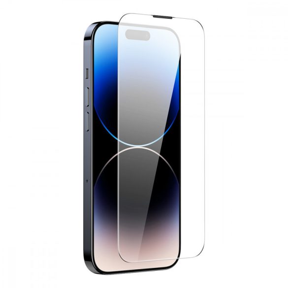 Baseus 2x edzett üvegből álló készlet iPhone 14 Pro Max teljes képernyős hangszóró védelemmel 0,3 mm + rögzítőkeret fólia