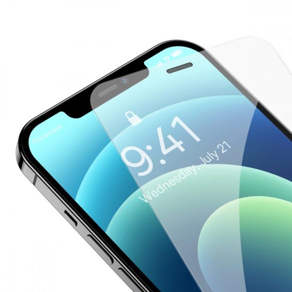 Baseus teljes képernyős edzett üveg iPhone 12 Pro / 12 hangszóró védelemmel 0,4 mm + rögzítő készlet fólia